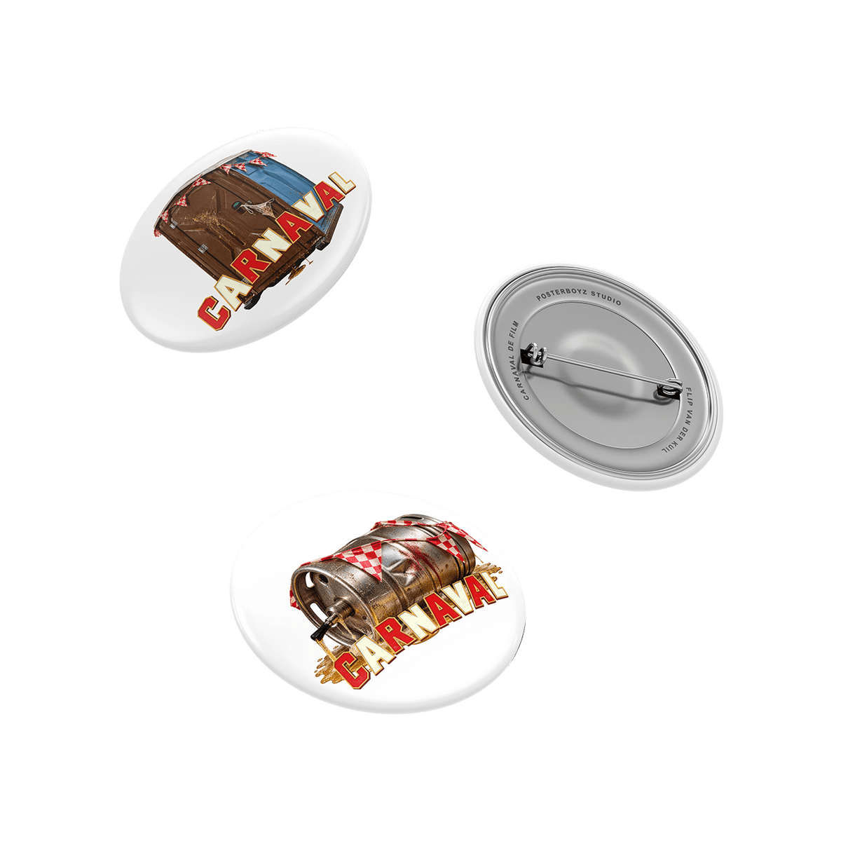 Carnaval-Buttonpack: Buttons von vorne und hinten