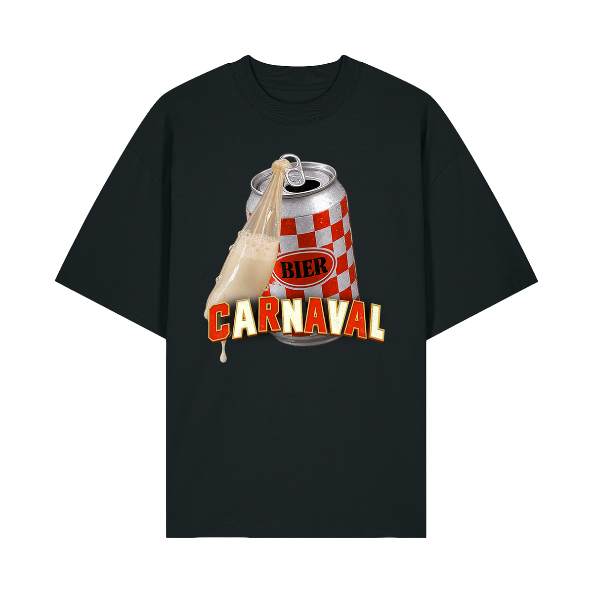 Carnaval (De Film) zwart T-shirt, design Bierblik, voorkant